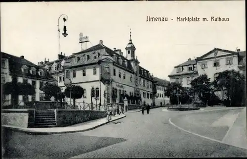 Ak Ilmenau in Thüringen, Marktplatz mit Rathaus