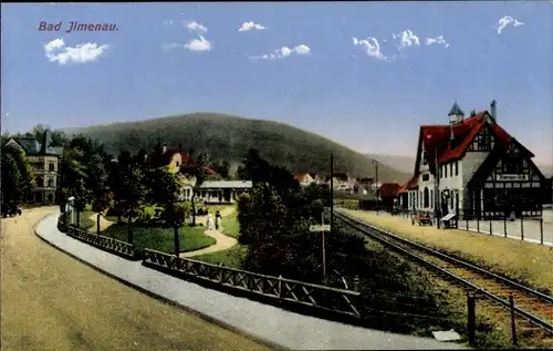 Ak Ilmenau in Thüringen, Teilansicht, Bahnhof