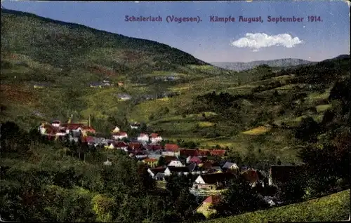 Ak Schnierlach Vogesen Elsass Haut Rhin, Kämpfe August September 1914, Ort