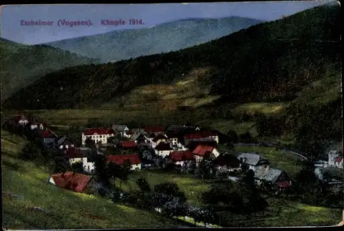 Ak Eschelmer Elsass Bas Rhin, Vue generale, Ortschaft und Umgebung, Kämpfe 1914