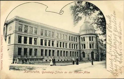 Ak Karlsruhe in Baden, Gutenberg Schule an der Kaiserallee