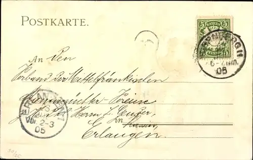 Präge Passepartout Jugendstil Litho Nürnberg in Mittelfranken, Stadtbild, Probeprägung