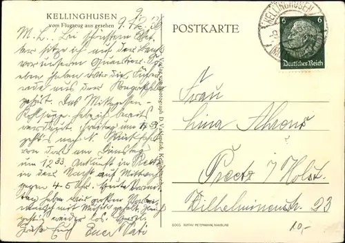 Ak Kellinghusen in Schleswig Holstein, Fliegeraufnahme