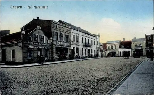 Ak Lessen Pommern, Marktplatz, Schuhgeschäft Julius Werner