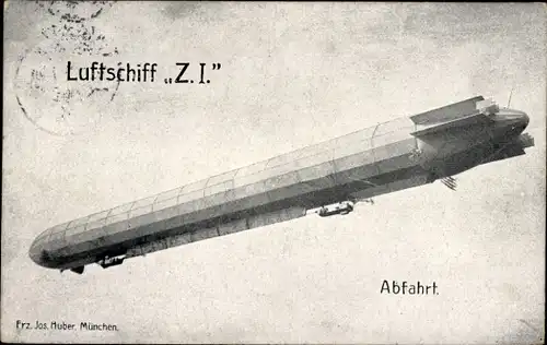 Ak Reichsluftschiff Z I in voller Fahrt, Luftschiff, LZ 3