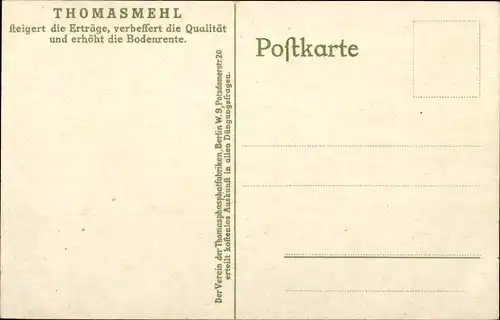 Künstler Ak Reklame, Thomasmehl, Hohenzollern als Förderer der Landwirtschaft, Kaiser Wilhelm II.