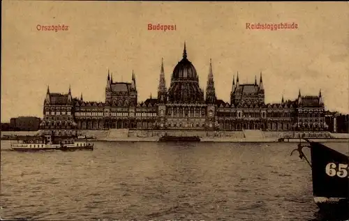 Ak Budapest Ungarn, Reichstaggebäude