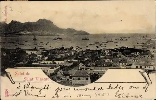 Ak São Vicente Cabo Verde Kap Verde, Gesamtansicht, Hafen