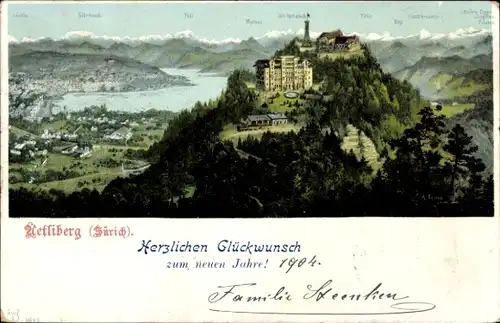 Ak Zürich Stadt Schweiz, Uetliberg, Urirotstock, Glärnisch, Landschaft