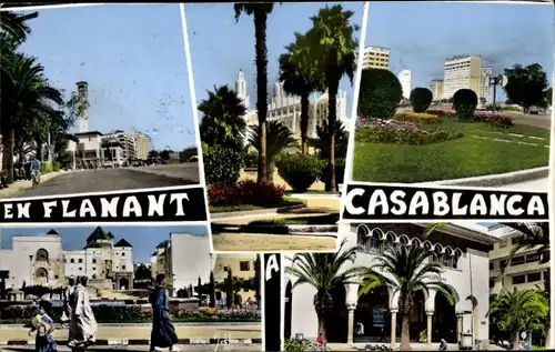 Ak Casablanca Marokko, en Flanant, Detailansichten, Straßenpartie