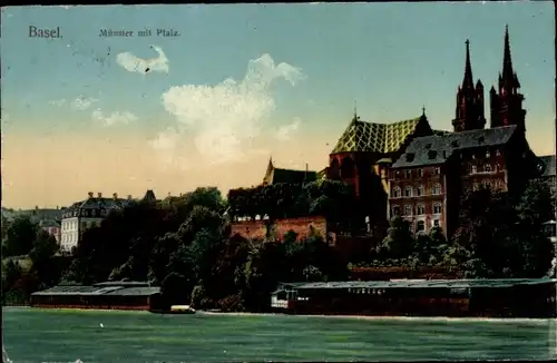 Ak Basel Bâle Stadt Schweiz, Münster mit Pfalz