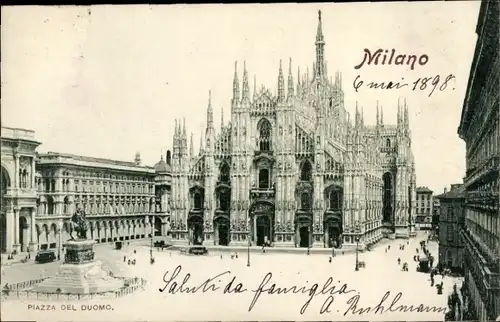 Ak Milano Mailand Lombardia, Piazza del Duomo