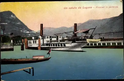 Ak Lugano Kt. Tessin Schweiz, Piroscafi in Partenza, Salondampfer Gottardo