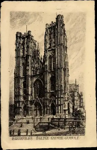 Künstler Ak Brüssel Brüssel, Kirche Sainte Gudule