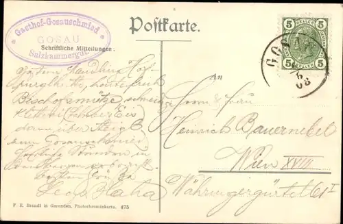 Ak Gosau in Oberösterreich, Gosausee, Dachstein, Zwieselalpe