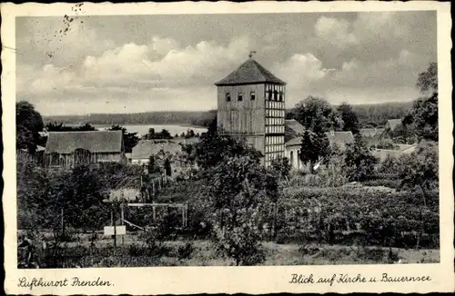 Ak Prenden Wandlitz im Barnim, Kirche, Bauernsee