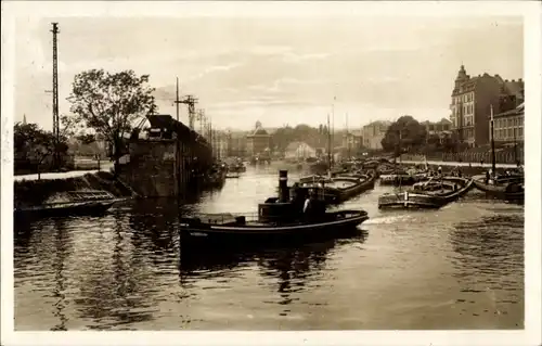 Ak Saarbrücken im Saarland, Hafen, Boote