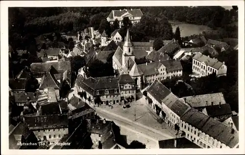 Ak Mutzschen Grimma in Sachsen, Fliegeraufnahme, Marktplatz