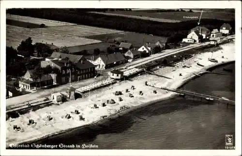 Ak Ostseebad Schönberger Strand Schönberg in Holstein, Luftaufnahme