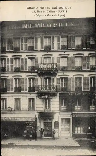 Ak Paris Reuilly, Grand Hôtel Métropole, 46, Rue de Châlon