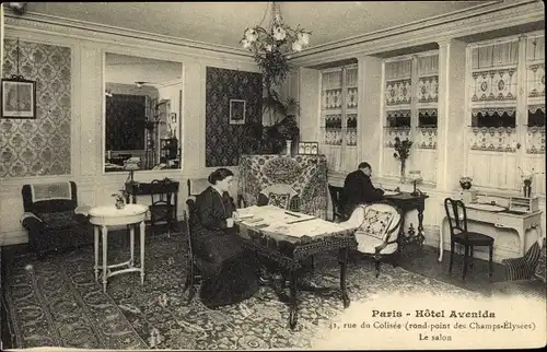 Ak Paris Élysée, Hôtel Avenida, 41 Rue du Colisée, le Salon