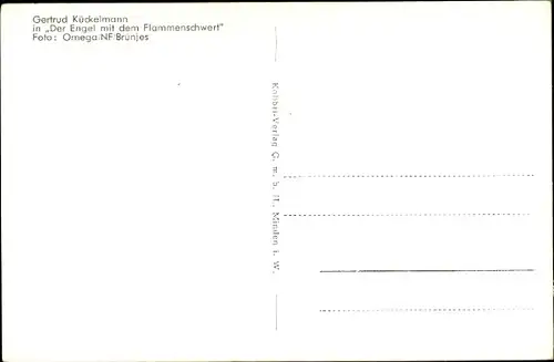 Ak Schauspielerin Gertrud Kückelmann, Portrait, Der Engel mit dem Flammenschwert, Autogramm