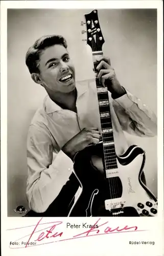 Ak Schauspieler Peer Kraus, Portrait, Autogramm, Sänger, Gitarre