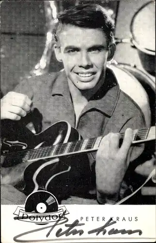 Ak Sänger und Schauspieler Peter Kraus, Portrait, Gitarre, Autogramm