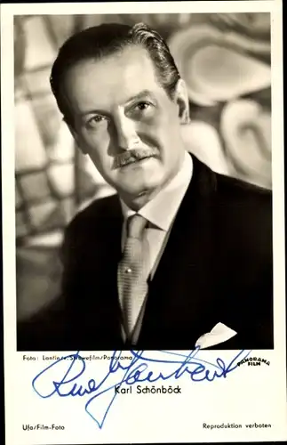 Ak Schauspieler Karl Schönböck, Portrait, Autogramm, Rüdel Verlag