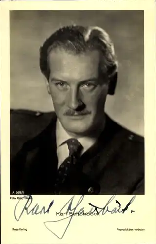 Ak Schauspieler Karl Schönböck, Ross Verlag A 3078 1, Portrait, Autogramm