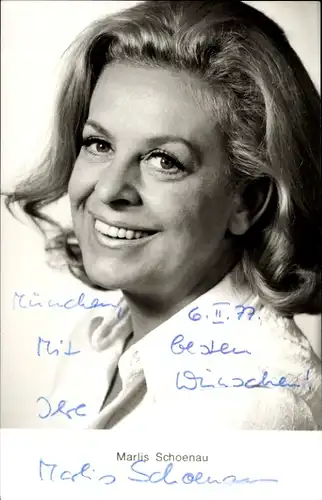 Ak Schauspielerin Marlis Schönau, Portrait, Autogramm