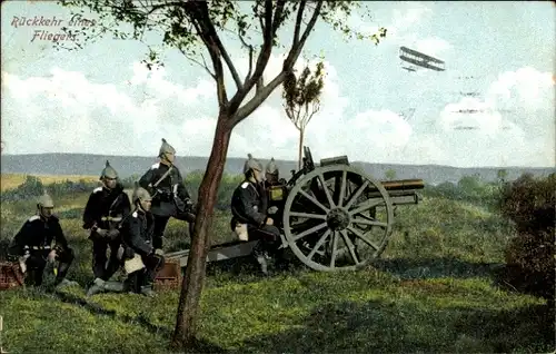Ak Artillerie in Stellung, I. WK, Rückkehr eines Fliegers