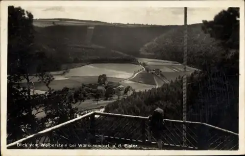 Ak Wünschendorf an der Elster, Gesamtansicht, Weiberstein