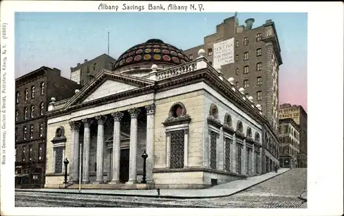 Goldene Fenster Leuchtfenster Ak Albany New York USA, Albany-Savings-Bank