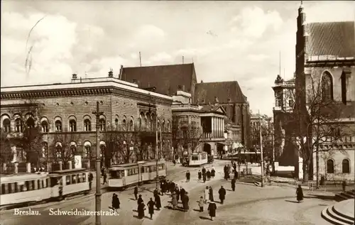 Ak Wrocław Breslau in Schlesien, Schweidnitzerstraße