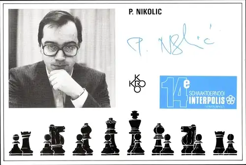 Ak Predrag Nikolić, Schachspieler, Spielfiguren, Autogramm