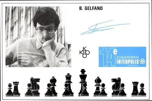 Ak Boris Gelfand, Schachspieler, Spielfiguren, Autogramm