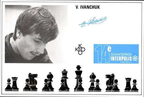 Ak Vasyl Ivanchuk, Schachspieler, Spielfiguren, Autogramm