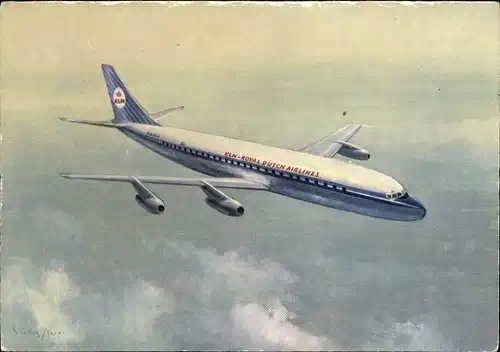Ak KLM Douglas DC 8 Intercontinental Jet, Niederländisches Passagierflugzeug