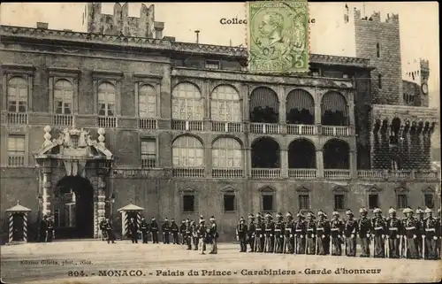 Ak Monaco, Palais du Prince, Carabiniers, Garde d'honneur