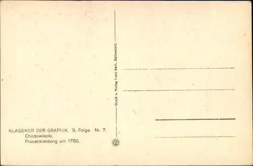 Künstler Ak Chodowiecki, Klassiker der Graphik, Frauenkleidung um 1780