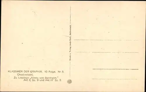 Künstler Ak Chodowiecki, Klassiker der Graphik, Lessings Minna von Barnheim, Akt II