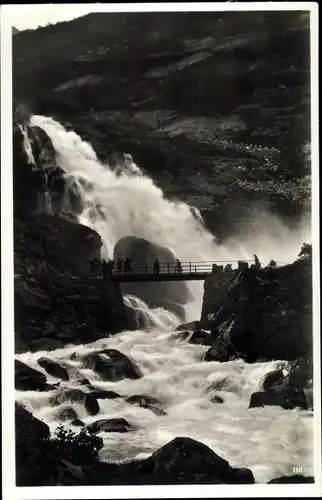 Ak Brixdalsfoss Norwegen, Wasserfall, Brücke