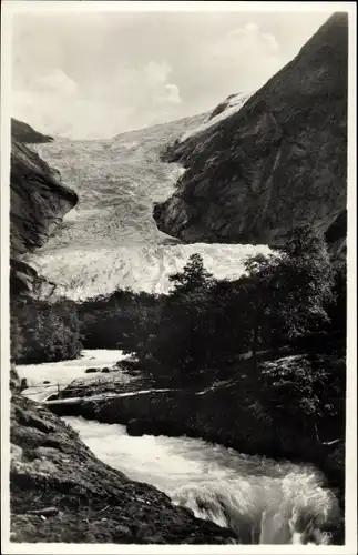 Ak Brixdalsbreen Norwegen, reißender Fluss, Gletscher