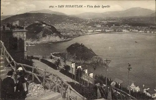 Ak San Sebastian Baskenland, Vista desde Igueldo, Panorama