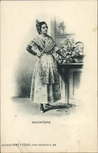 Ak Valencia Stadt Spanien, Frau in Tracht