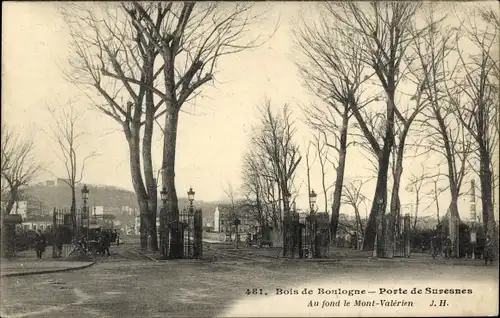 Ak Paris XVI. Passy, Bois de Boulogne, Porte de Suresnes, Mont Valerien