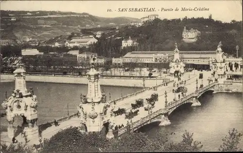 Ak San Sebastian Baskenland, Brücke Maria Cristina