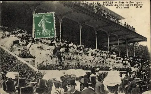 Ak Paris XVI. Passy, Bois de Boulogne, Tribüne der Rennstrecke Auteuil