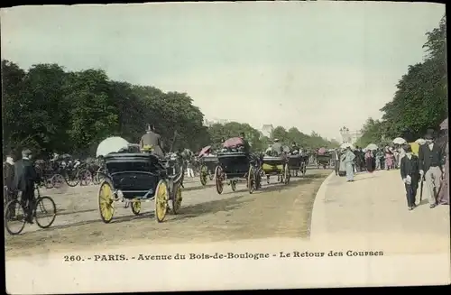 Ak Paris XVI Passy, Avenue du Bois de Boulogne, Die Rückkehr der Rassen